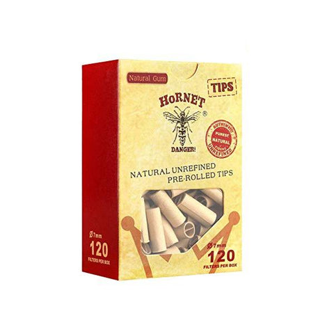 120 Pieces 7mm Hornet Brown Filter Tips Organic Box - GU PAK