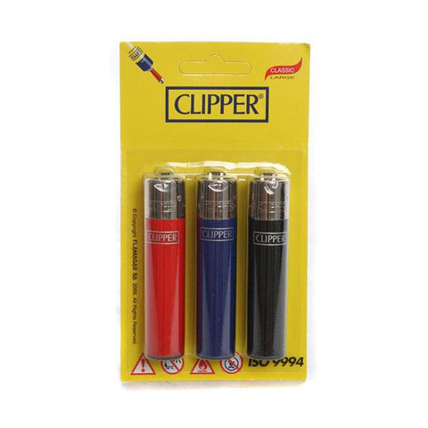 12 x 3 Blister Pack Clipper Large Solid Lighters - CL116UKH - GU PAK