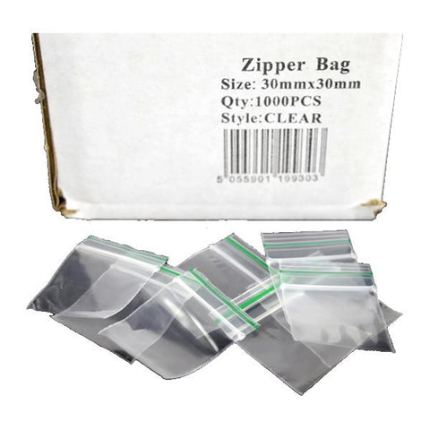 Zipper Branded 30mm x 30mm Clear Bags - GU PAK