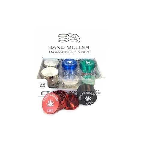 12 x 50mm 3 Parts Amsterdam Handmuller Metal Grinder - DK 4881-3 - GU PAK