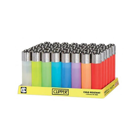 40 Clipper Fluorescent Colour Refillable Lighters - GU PAK