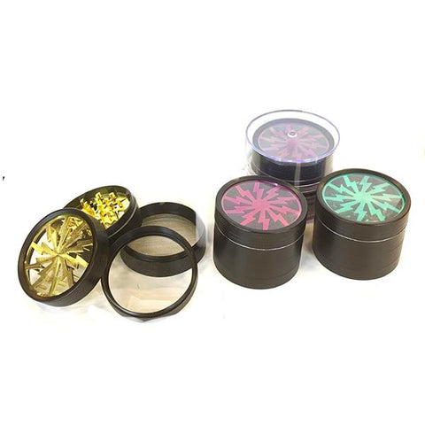 6 x 4 Parts Lightning Bolt Metal Black Grinder - HX089SD - GU PAK