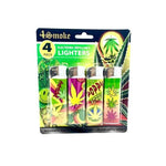 12 x 4Smoke 4 Pack Electronic Printed Lighters - DY007 - GU PAK