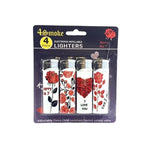 12 x 4Smoke 4 Pack Electronic Printed Lighters - DY007 - GU PAK