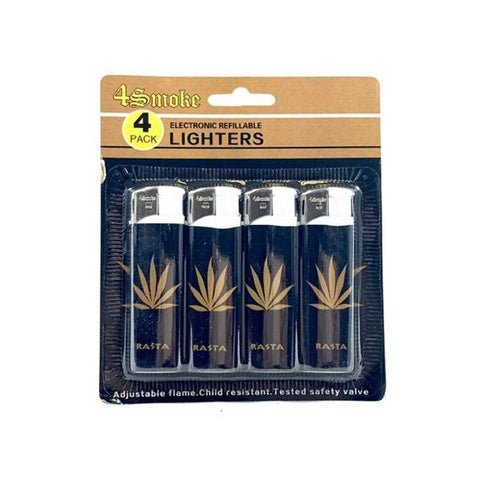 12 x 4Smoke 4 Pack Electronic Printed Lighters - DY007 - GU PAK