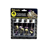 12 x 4Smoke 4 Pack Electronic Printed Lighters - DY007 - GU PAK