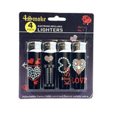 12 x 4Smoke 4 Pack Electronic Printed Lighters - DY007 - GU PAK