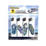 12 x 4Smoke 4 Pack Electronic Printed Lighters - DY007 - GU PAK