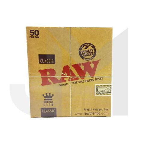 50 Raw Classic King Size Slim Rolling Papers - GU PAK