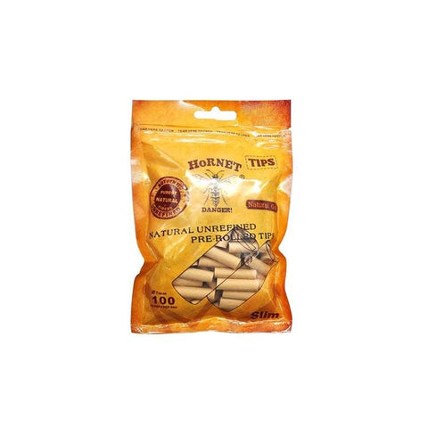 7mm Brown Hornet Natural Unrefined Pre-Rolled Rolling Tips - GU PAK