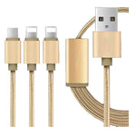 Goldplated 3IN1 iPhone and Android USB Cable - GU PAK