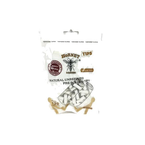 7mm White Hornet Natural Unrefined Pre-Rolled Rolling Tips - GU PAK