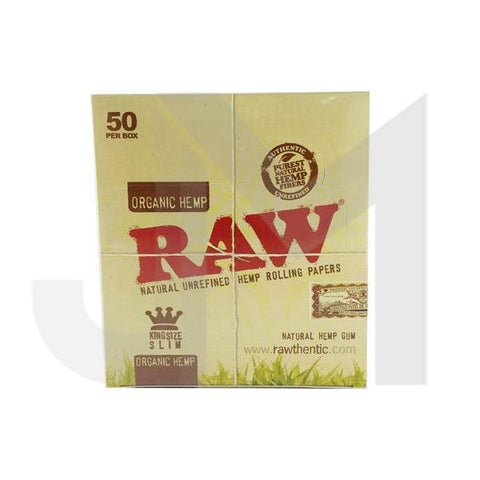 50 Raw Organic Hemp King Size Slim Rolling Papers - GU PAK