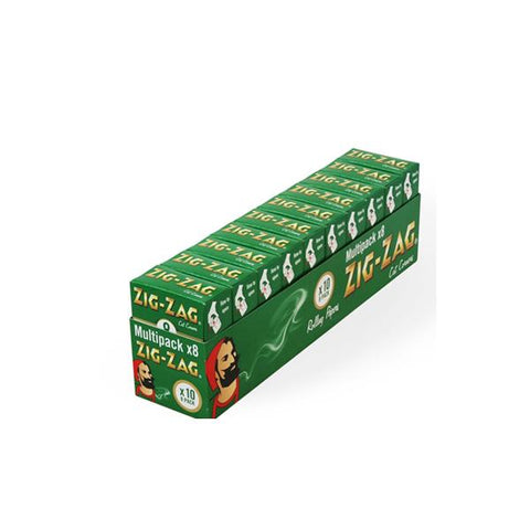 10 Pack x 8 Booklet Zig-Zag Green Regular Rolling Papers - GU PAK