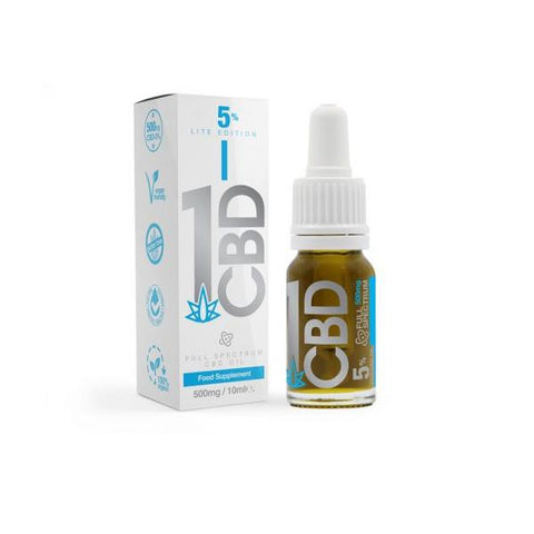 1CBD 5% Pure Hemp 500mg CBD Oil Lite Edition 10ml - GU PAK