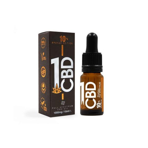 1CBD 10% Pure Hemp 1000mg CBD Oil Bronze Edition 10ml - GU PAK
