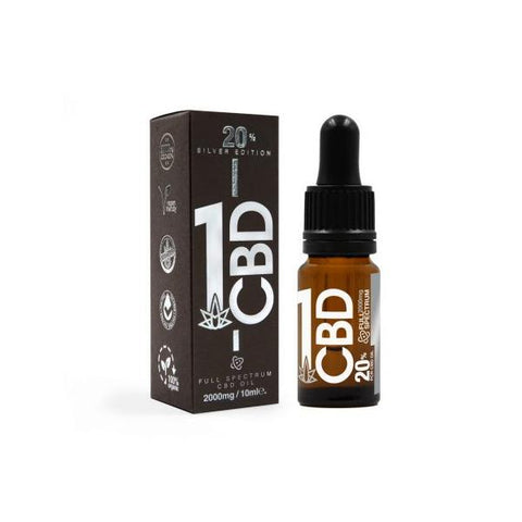 1CBD 20% Pure Hemp 2000mg CBD Oil Sliver Edition 10ml - GU PAK