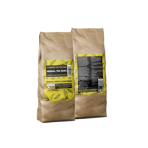 Equilibrium CBD Gourmet Herbal 100 Tea Bags Bulk 340mg CBD - Ginger & Turmeric - GU PAK
