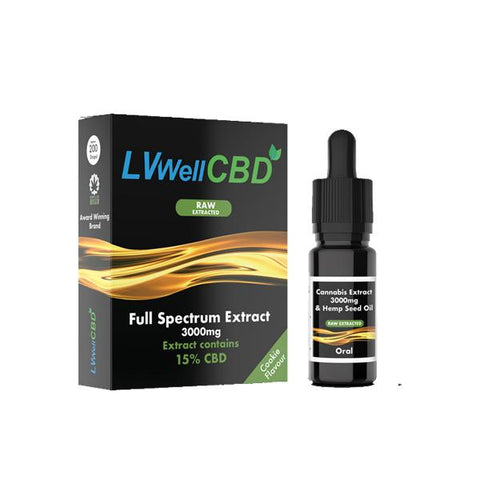 LVWell CBD Raw Extract 3000mg CBD 10ml Hemp Seed Oil - GU PAK