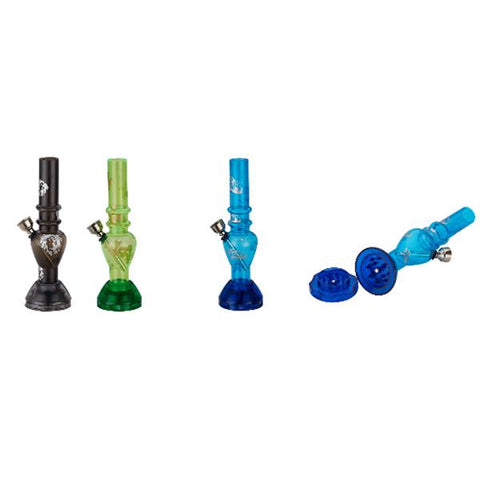 12 x 20cm Acrylic Bong with Grinder Base - Mini GR - GU PAK