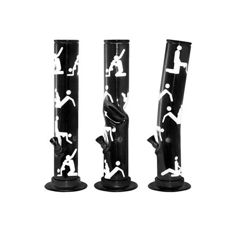 6 x 30cm Black and White Design Acrylic Bong - AP22 - GU PAK