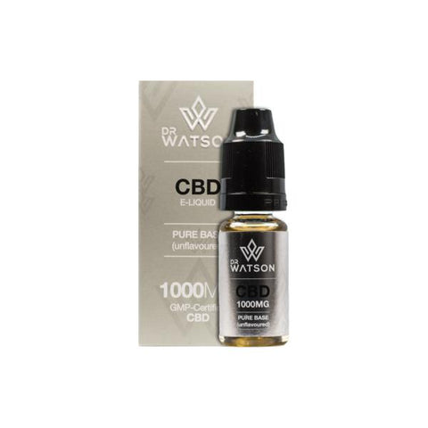 Dr Watson 1000mg Pure Base CBD Vaping Liquid 10ml - GU PAK