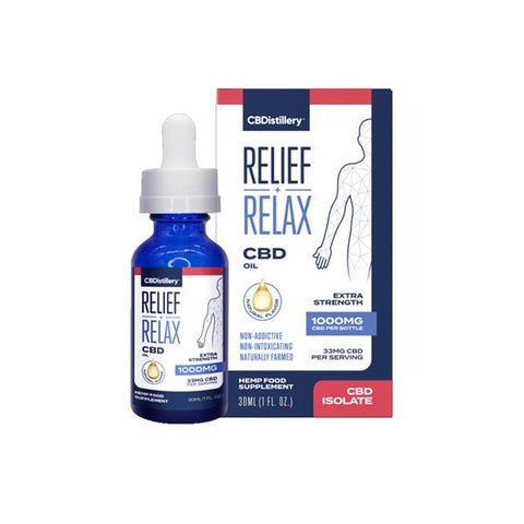 CBDistillery 1000mg CBD Relief + Relax Oil Extra 30ml - GU PAK