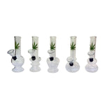 12 x 6" Small Leaf Design Glass Bong - GB41 - GU PAK