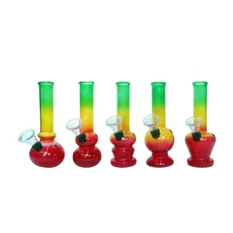 12 x 15cm Mini Rasta Glass Bong - GB43 - GU PAK