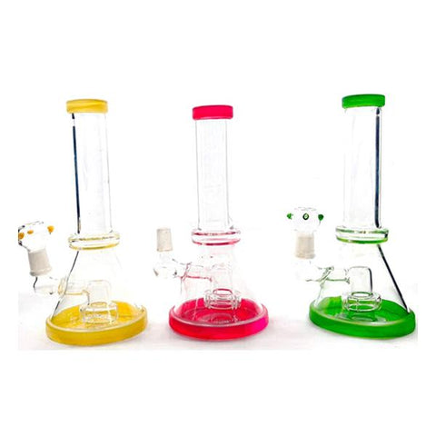 3 x 8" Small Coloured Base Glass Bong - SV-19 - GU PAK