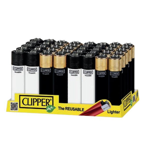 40 Clipper Classic Black & Gold Lighters - GU PAK