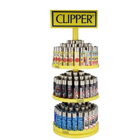 Clipper 3 Tire Display Carousel - 144 Mixed Design Lighters - CL3H047UKH - GU PAK