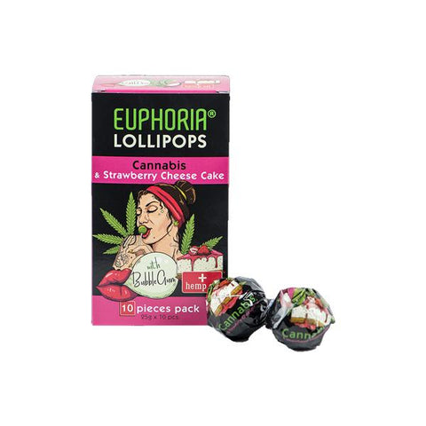 Euphoria Cannabis Lollipops - Cannabis & Strawberry Cheese Cake - GU PAK