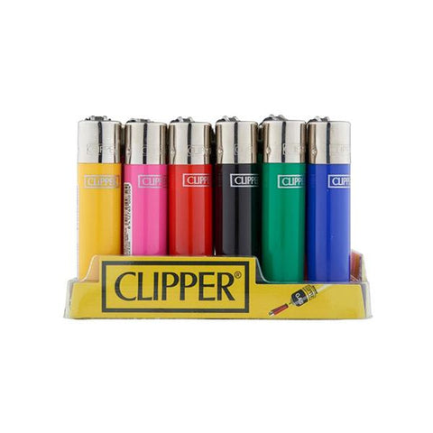 24 Clipper Solid Colours Classic Refillable Lighters - GU PAK
