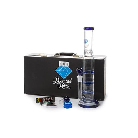 Diamond Haze Percolator Glass Bong In Hard Case with Accessories - XD3 - GU PAK