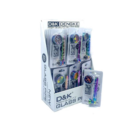 24 x D&K Glass Pipe with Screens & Grinder Display Set - DK8320CE - GU PAK