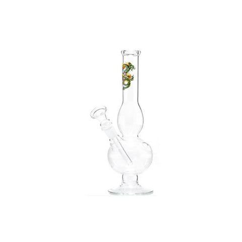 6 x 21cm Small Double Bubble Dragon Glass Bong  - 2609 - GU PAK
