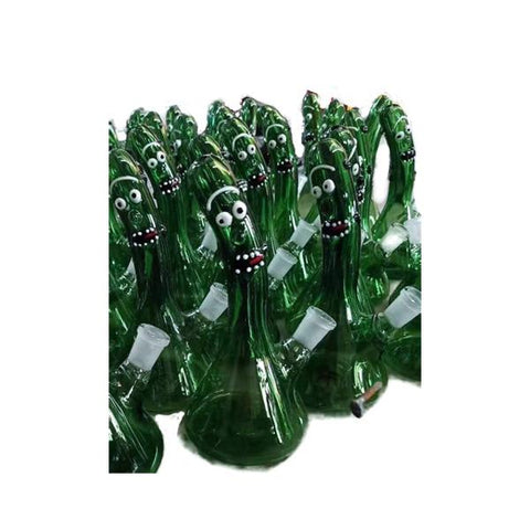 6 x 9" Green Face Design Glass Bong - 352-354 - GU PAK