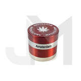 4 Parts Small Metal Amsterdam Silver Striped 40mm Grinder HX004A - GU PAK