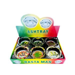6 X Rasta Man Glass Ash Trays - DK3055-1 - GU PAK