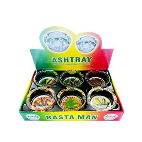 6 X Rasta Man Glass Ash Trays - DK3055-1 - GU PAK