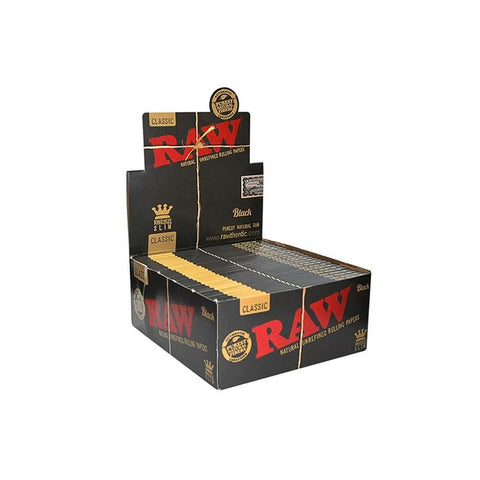 Raw Classic King Size Slim Black Rolling Papers - GU PAK