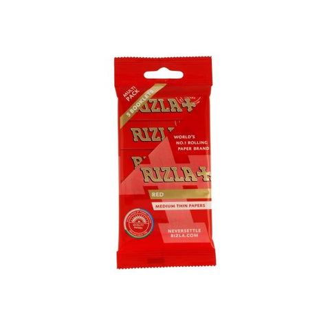 5 Pack Red Regular Rizla Rolling Papers (Flow Pack) - GU PAK