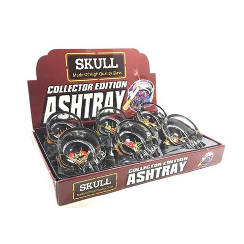 6 x Skull Design Ash Trays Glass Collector Edition - GU PAK