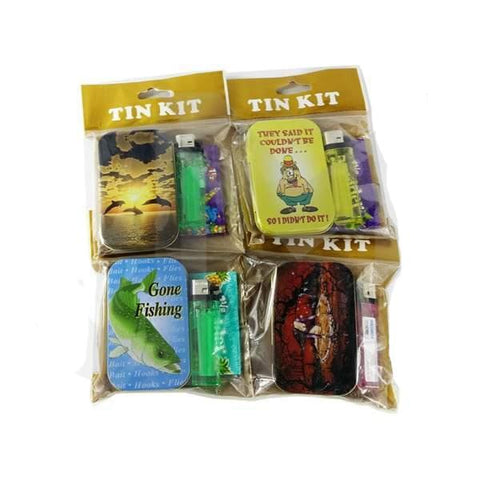 Smoking Tin Kit - Lighter, King Size Rolling Paper & Storage Box - GU PAK